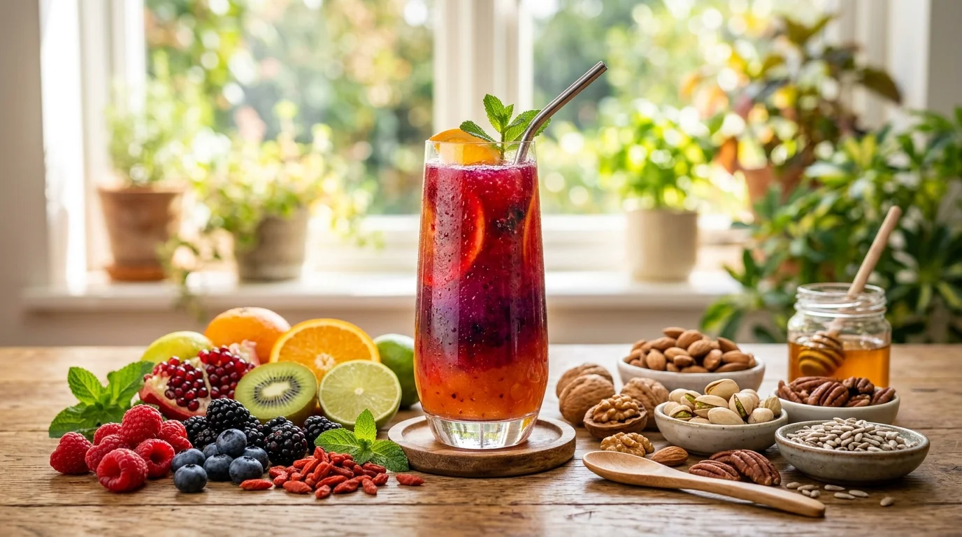 프리미엄 과일 주스, 비타민과 항산화 물질로 건강을 채우세요