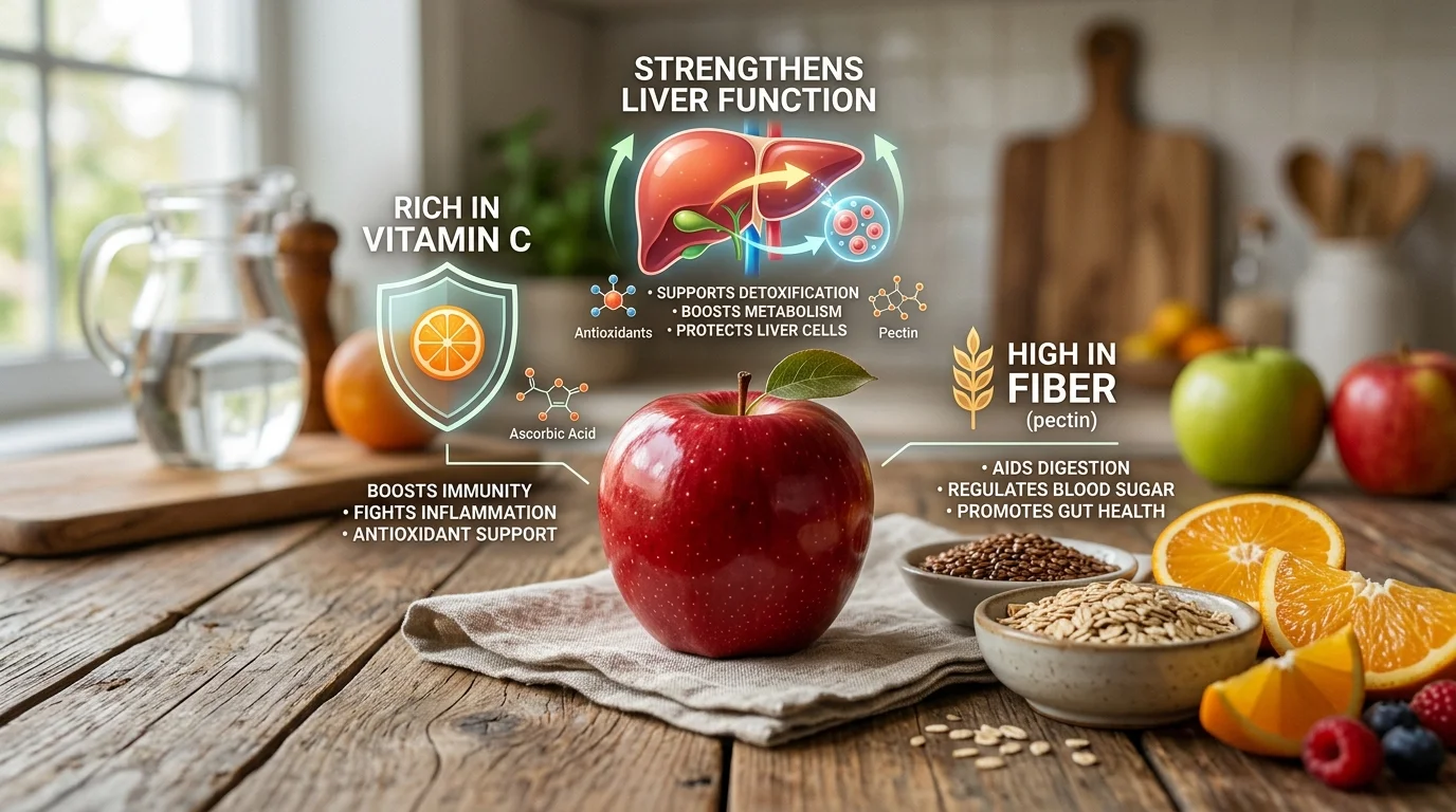 사과, 비타민과 섬유질로 간 기능 강화