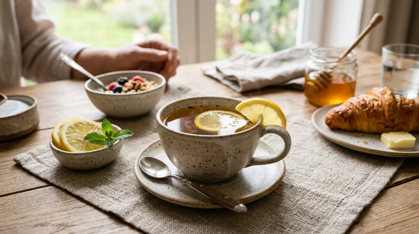 레몬 주스와 녹차