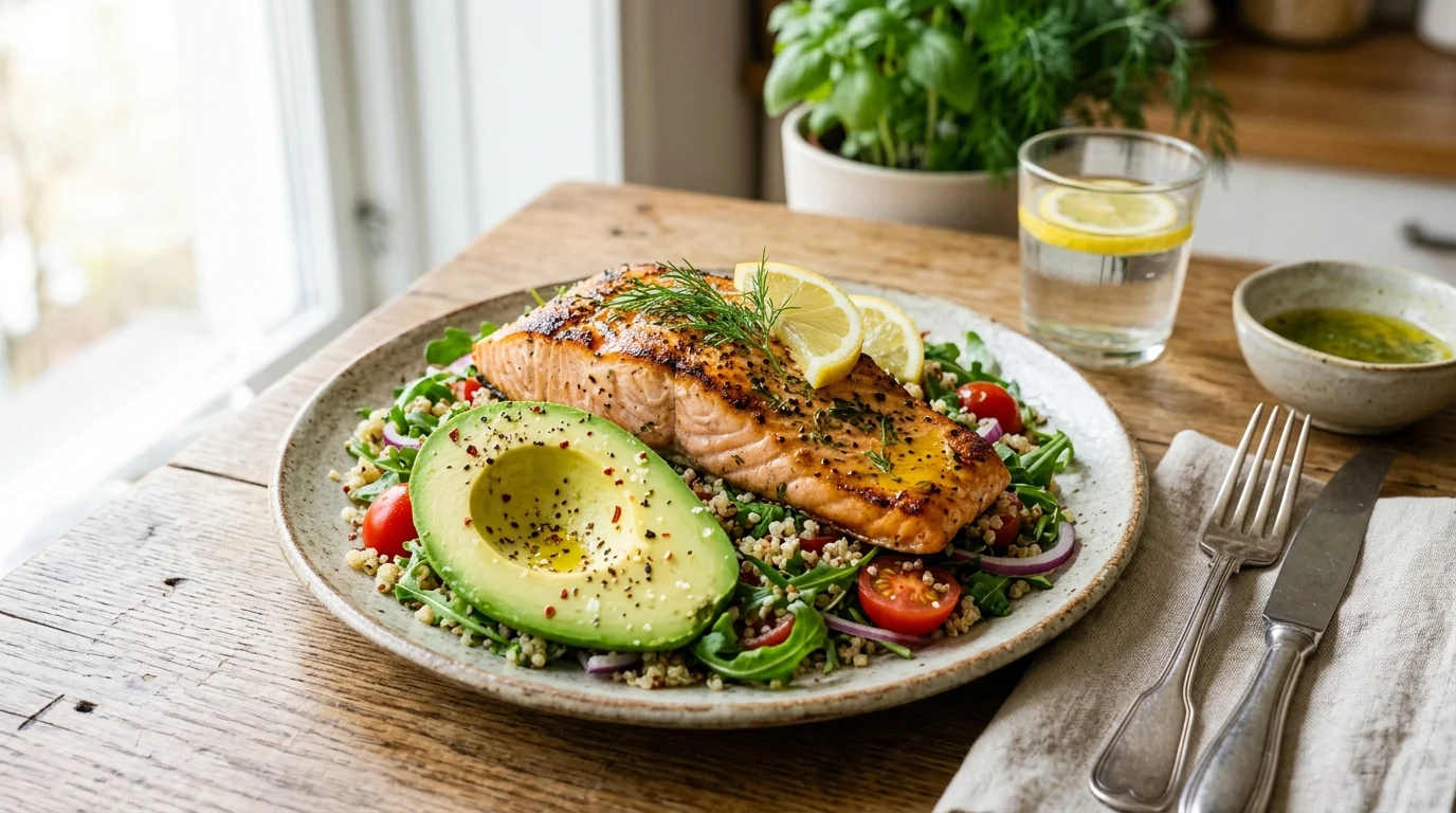 아보카도와 오메가-3 풍부한 생선