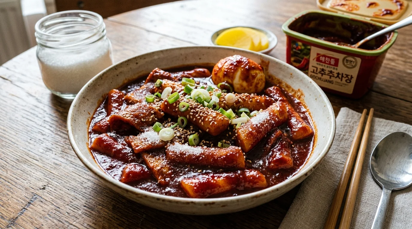 설탕이 든 떡볶이와 매운 고추장